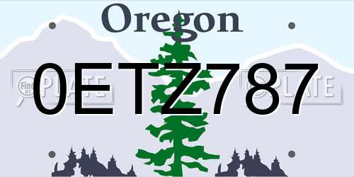 0ETZ787 Oregon License Plate