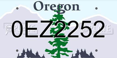 0EZ2252 Oregon License Plate