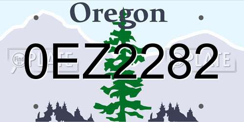 0EZ2282 Oregon License Plate