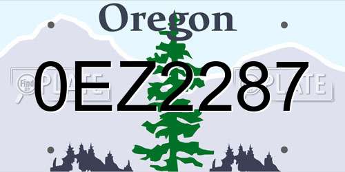 0EZ2287 Oregon License Plate