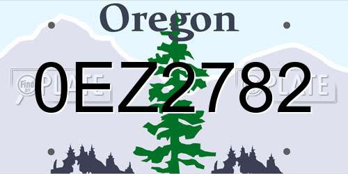 0EZ2782 Oregon License Plate
