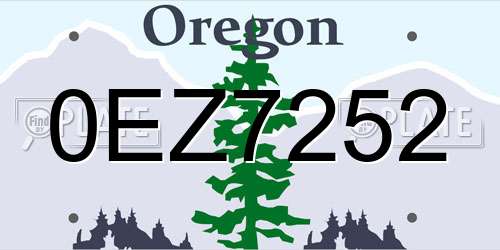0EZ7252 Oregon License Plate