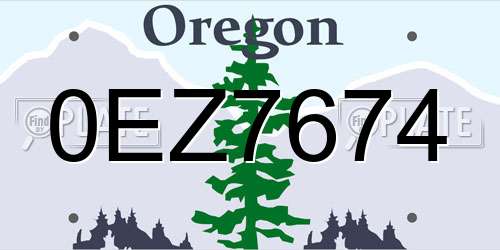 0EZ7674 Oregon License Plate