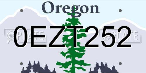 0EZT252 Oregon License Plate