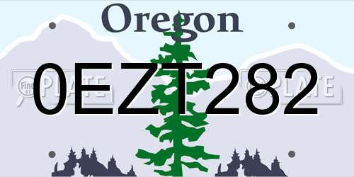 0EZT282 Oregon License Plate