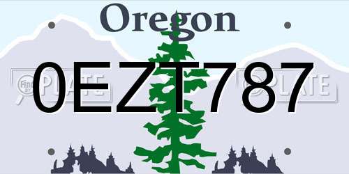 0EZT787 Oregon License Plate