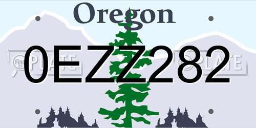 0EZZ282 Oregon License Plate