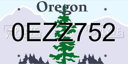0EZZ752 Oregon License Plate