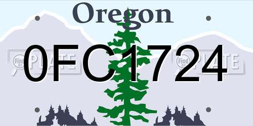 0FC1724 Oregon License Plate