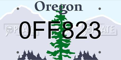 0FF823 Oregon License Plate