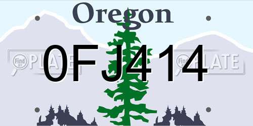 0FJ414 Oregon License Plate
