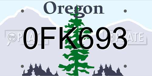 0FK693 Oregon License Plate