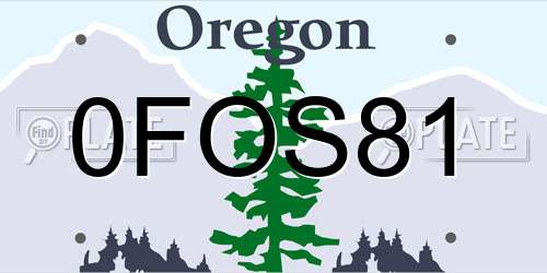 0FOS81 Oregon License Plate