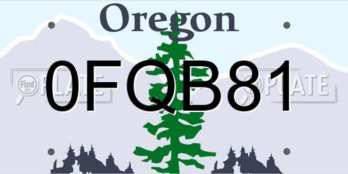 0FQB81 Oregon License Plate