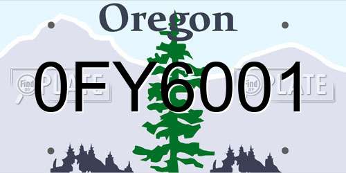 0FY6001 Oregon License Plate