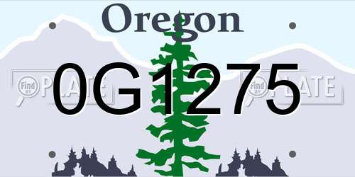 0G1275 Oregon License Plate
