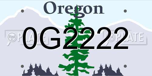 0G2222 Oregon License Plate