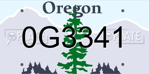 0G3341 Oregon License Plate