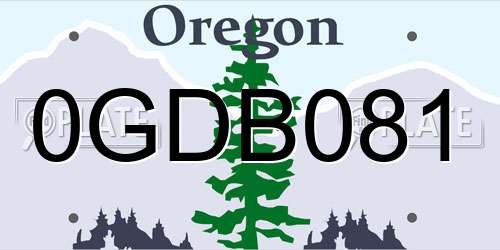 0GDB081 Oregon License Plate