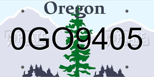 0GO9405 Oregon License Plate