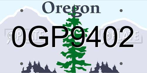 0GP9402 Oregon License Plate