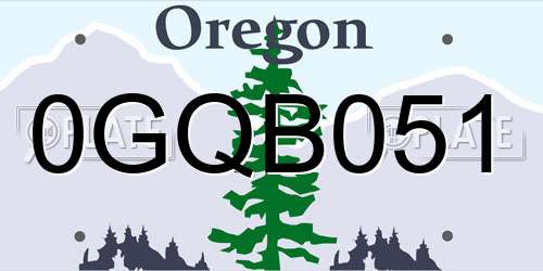 0GQB051 Oregon License Plate