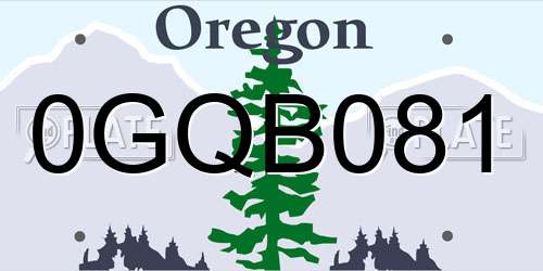 0GQB081 Oregon License Plate