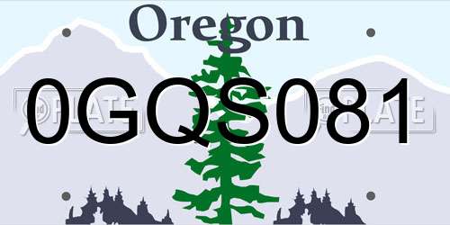0GQS081 Oregon License Plate