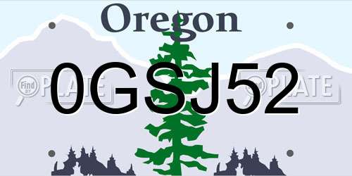 0GSJ52 Oregon License Plate