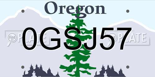 0GSJ57 Oregon License Plate