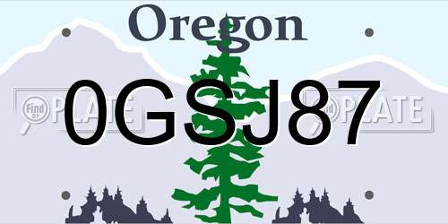 0GSJ87 Oregon License Plate