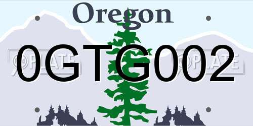 0GTG002 Oregon License Plate