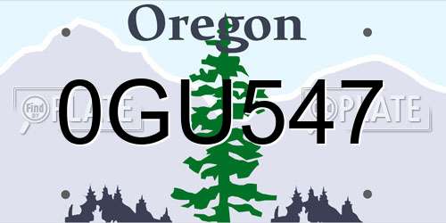 0GU547 Oregon License Plate