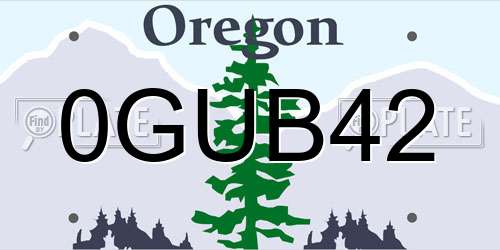 0GUB42 Oregon License Plate