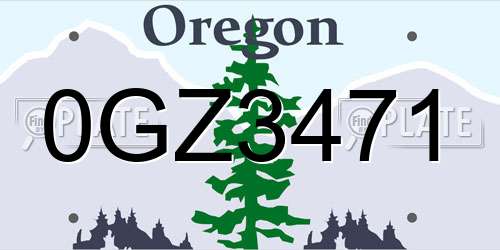 0GZ3471 Oregon License Plate