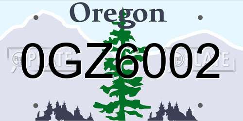0GZ6002 Oregon License Plate