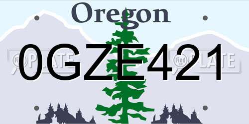 0GZE421 Oregon License Plate