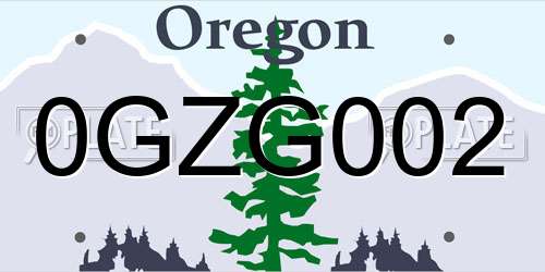 0GZG002 Oregon License Plate