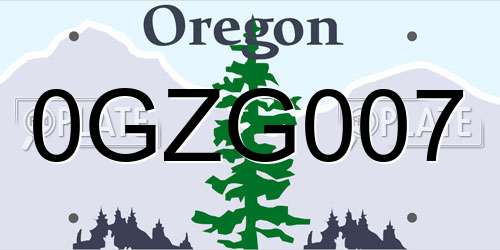 0GZG007 Oregon License Plate