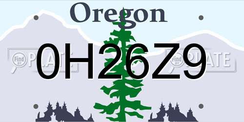 0H26Z9 Oregon License Plate