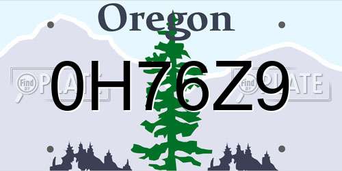 0H76Z9 Oregon License Plate