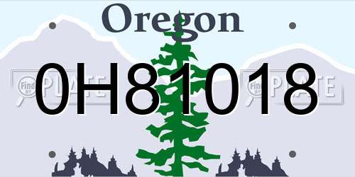 0H81018 Oregon License Plate