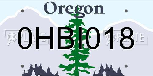 0HBI018 Oregon License Plate