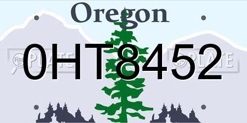 0HT8452 Oregon License Plate