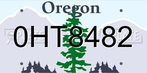 0HT8482 Oregon License Plate
