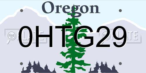 0HTG29 Oregon License Plate