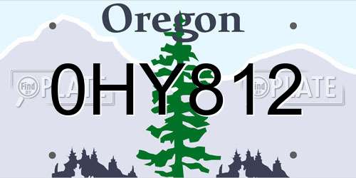 0HY812 Oregon License Plate