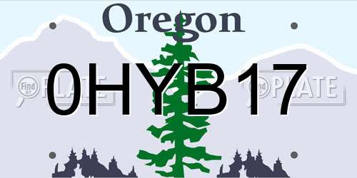 0HYB17 Oregon License Plate
