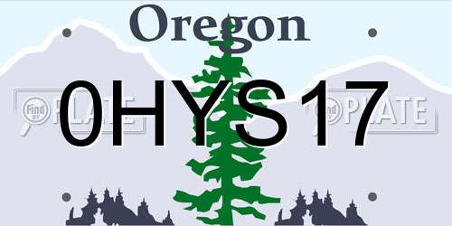0HYS17 Oregon License Plate