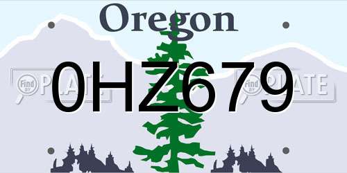 0HZ679 Oregon License Plate